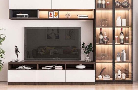 kệ trang trí phòng khách hiện đại